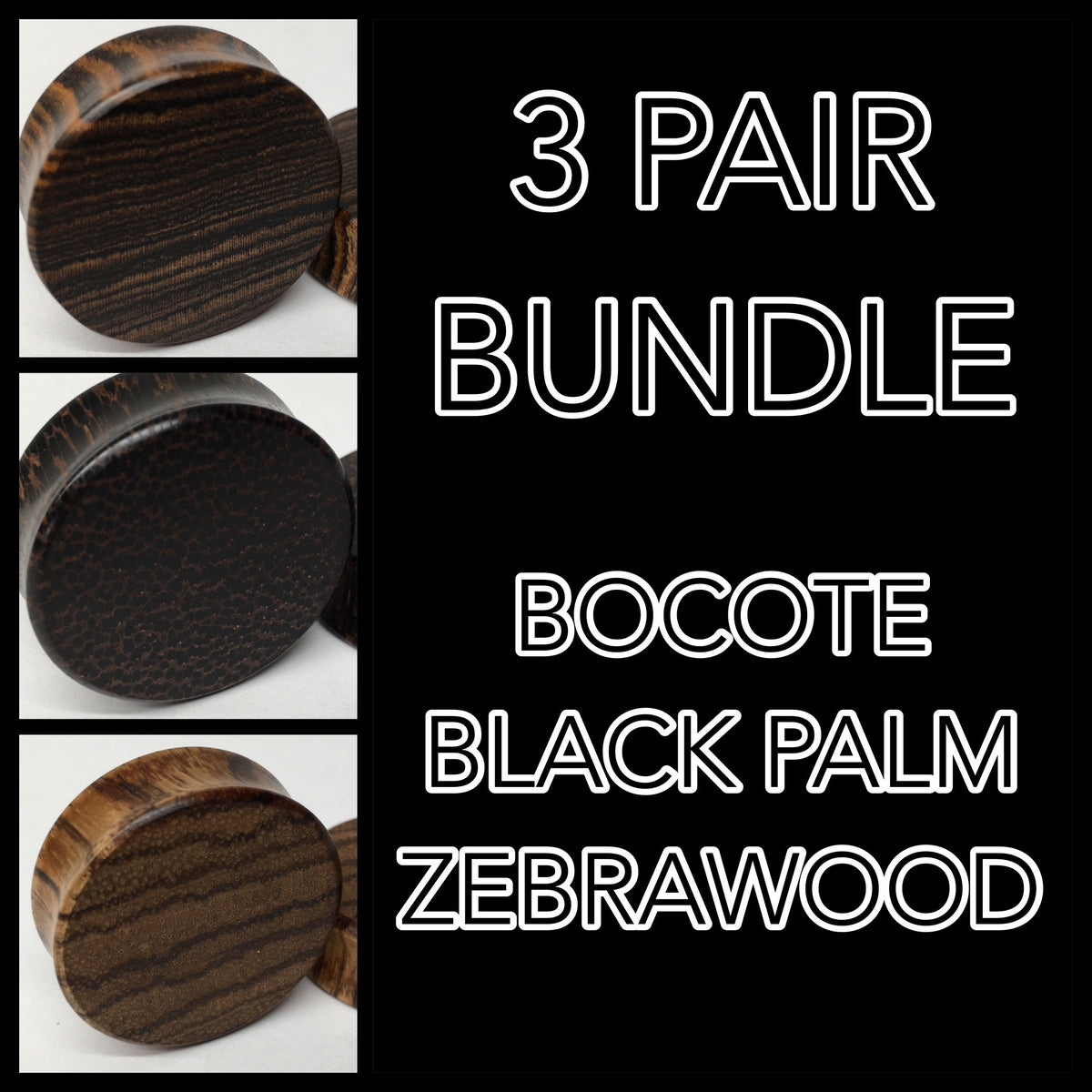 Bocote, Black Palm, Zebrawood Solid Bundle