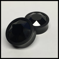 Ebony Large Swarovski Jet Round Plugs