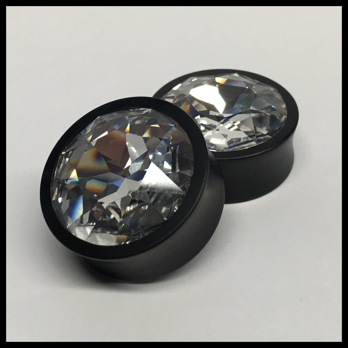 Ebony Large Swarovski Crystal Round Plugs