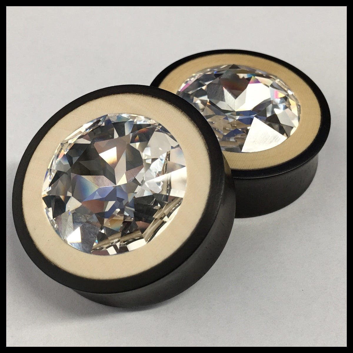 Ebony Holly Large Swarovski Crystal Round Plugs