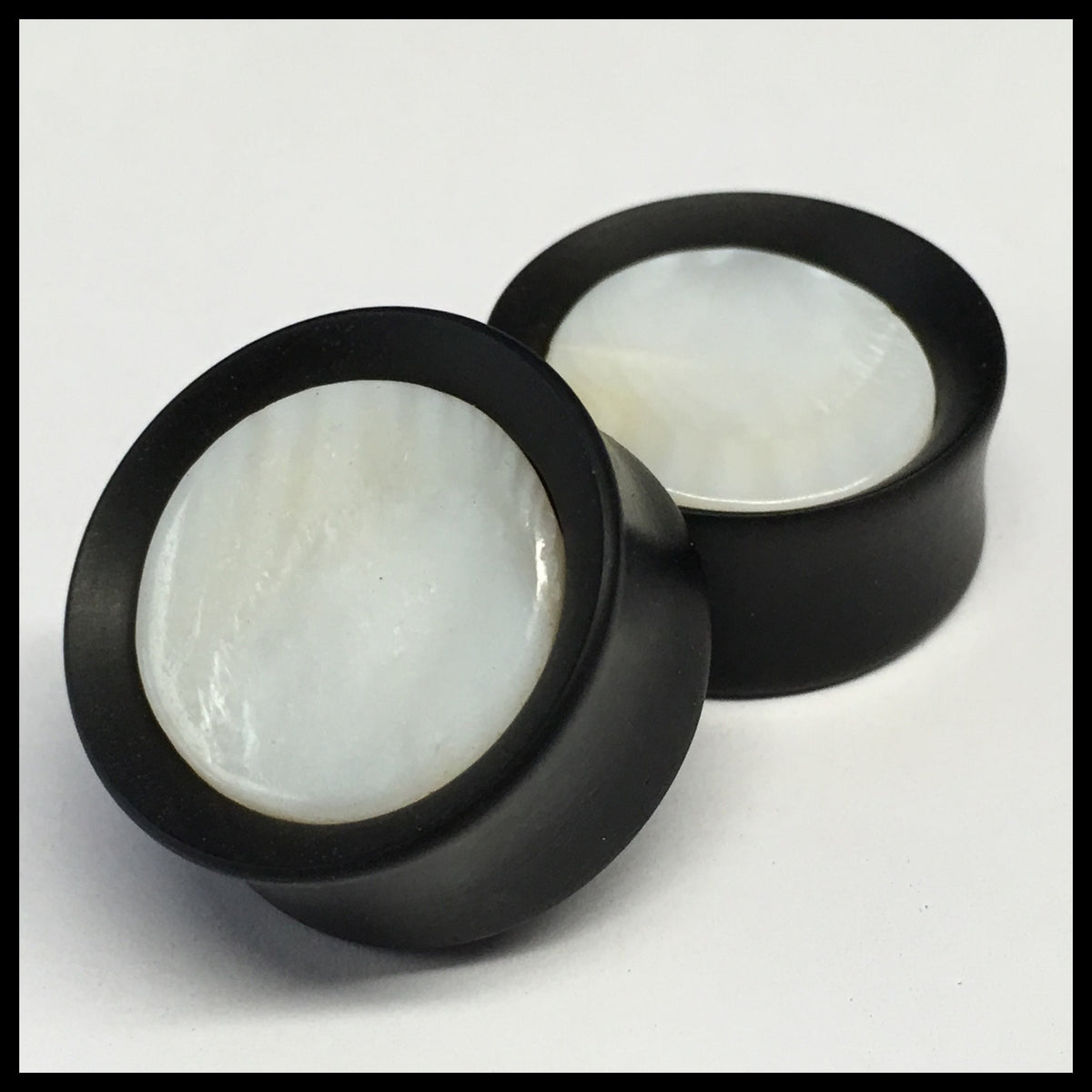 Ebony Mother of Pearl Round Plugs