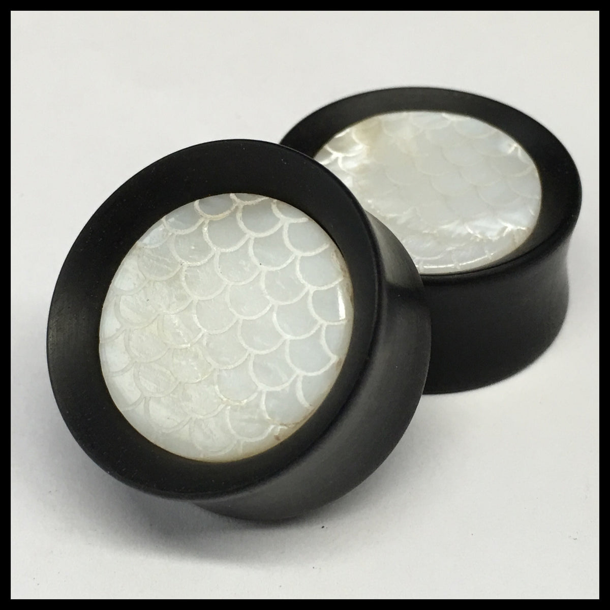 Ebony Mother of Pearl Scale Round Plugs