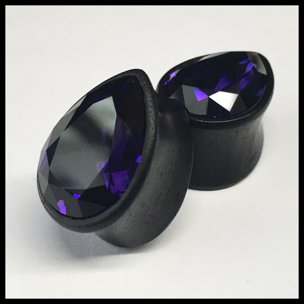 Ebony Swarovski Med Purple Velvet Teardrop