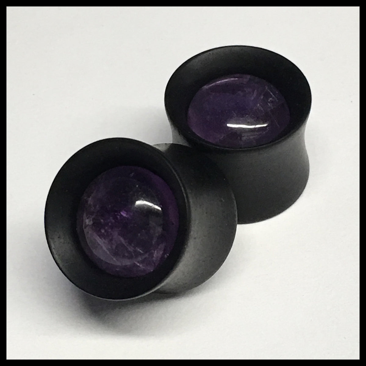 Ebony Amethyst Round Plugs