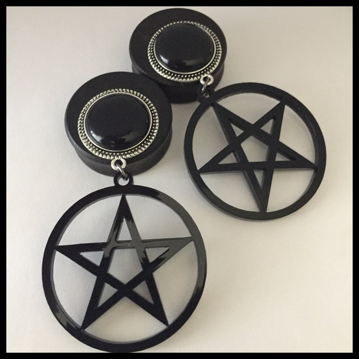 Ebony Pentagrams Round Plugs
