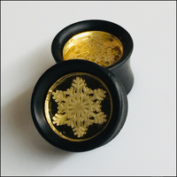 Ebony Gold Mirror Snowflake Round Plugs