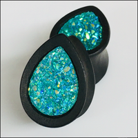 Ebony Medium Druzy Turquoise Teardrop (LIMITIED EDITION)