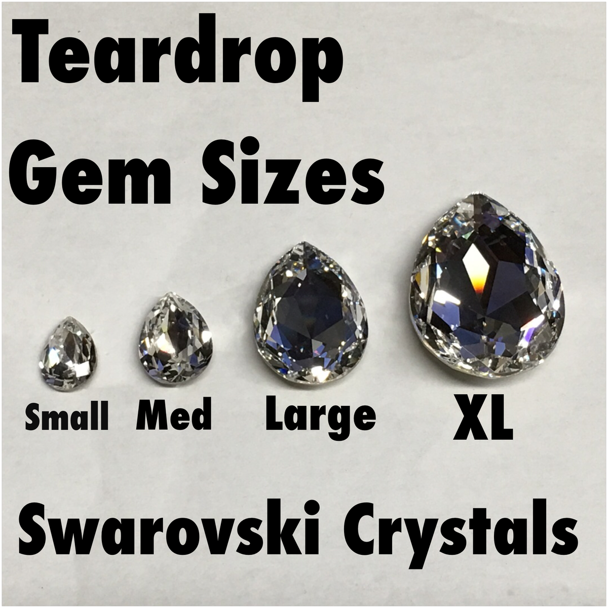 Black & White Ebony Swarovski Large Crystal Teardrop