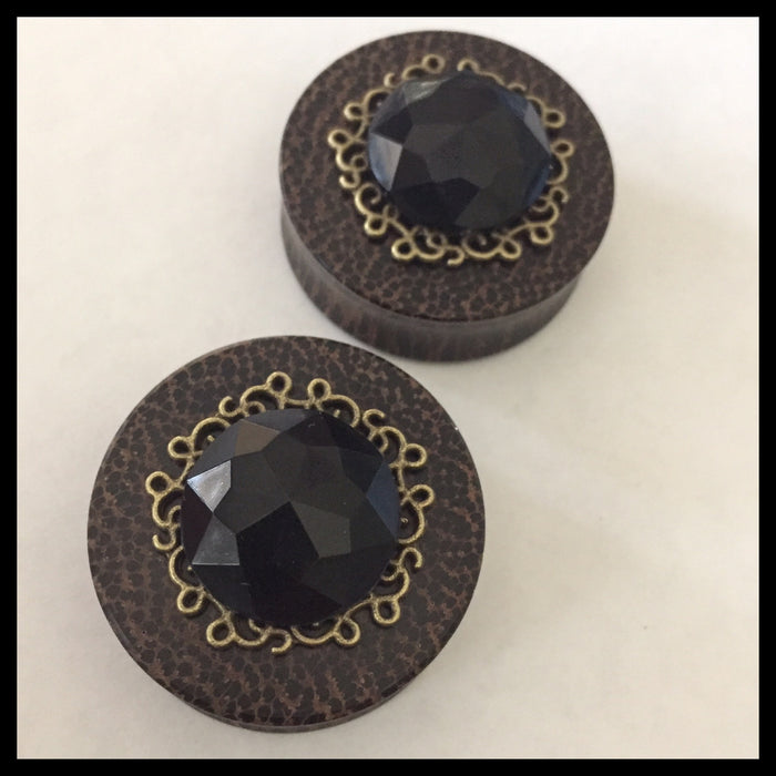 Black Palm Black Gem Bronze Setting Round Plugs