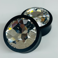 Ebony Large Swarovski Crystal Round Plugs