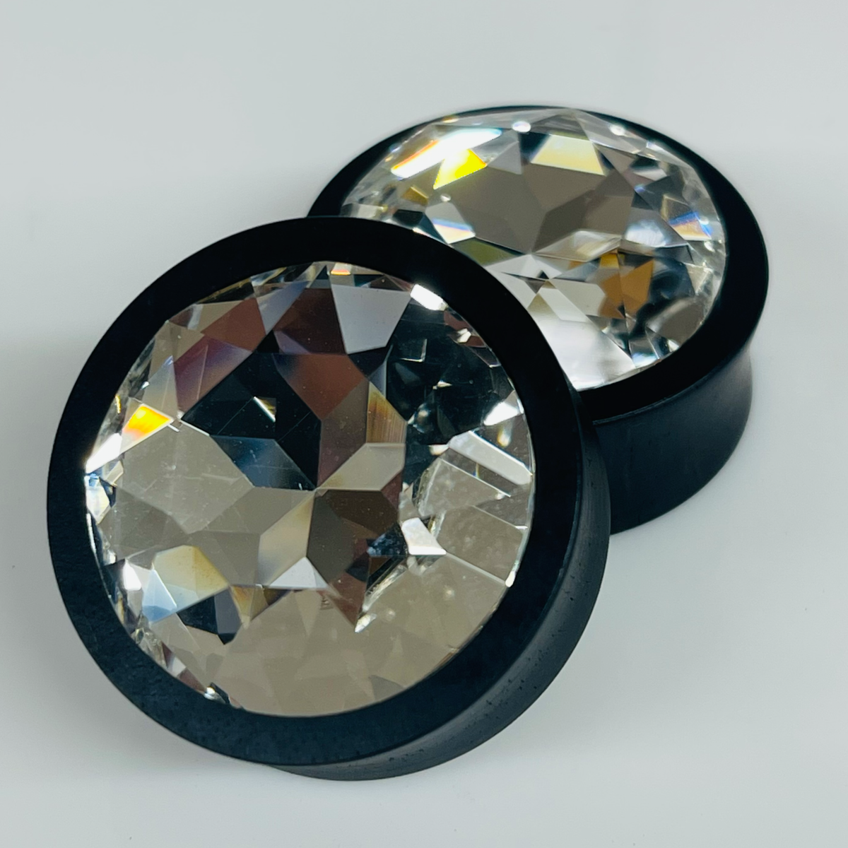 Ebony Large Swarovski Crystal Round Plugs