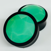 Ebony Large Swarovski Pacific Opal Round Plugs