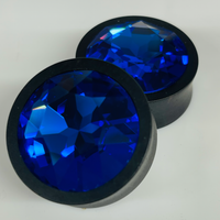 Ebony Large Swarovski Sapphire Round Plugs