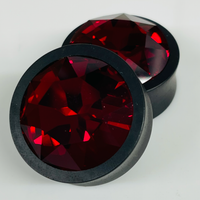 Ebony Large Swarovski Ruby Round Plugs