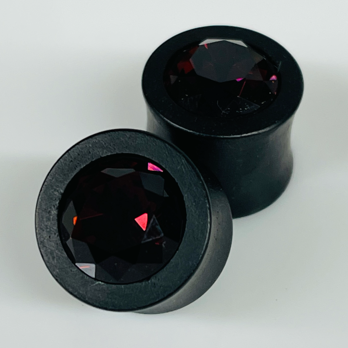 Ebony Small Swarovski Amethyst Round Plugs