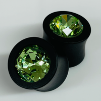 Ebony Small Swarovski Chrysolite Round Plugs