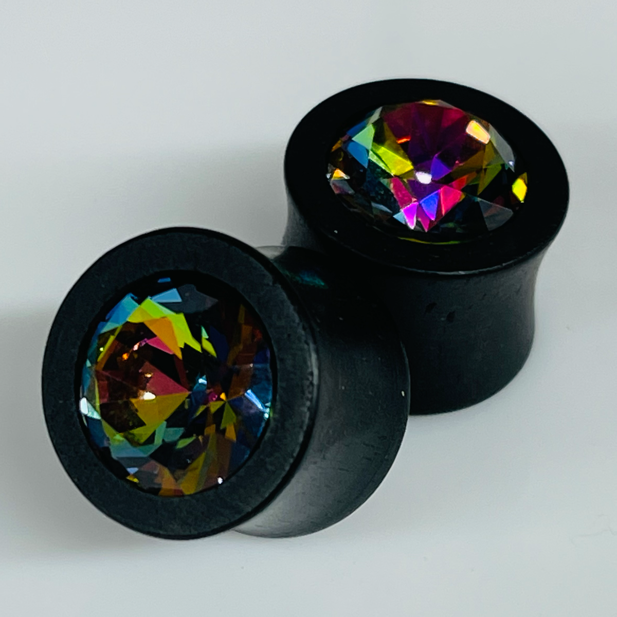 Ebony Small Swarovski Vitrail Med Round Plugs