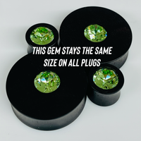 Ebony Small Swarovski Emerald Round Plugs
