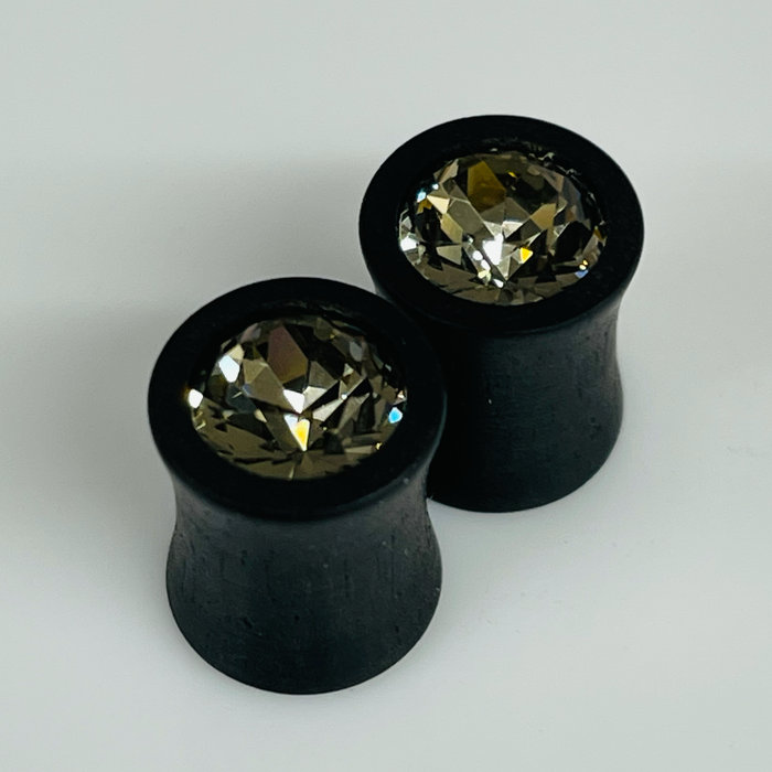 Ebony Extra Small Swarovski Black Diamond Round Plugs