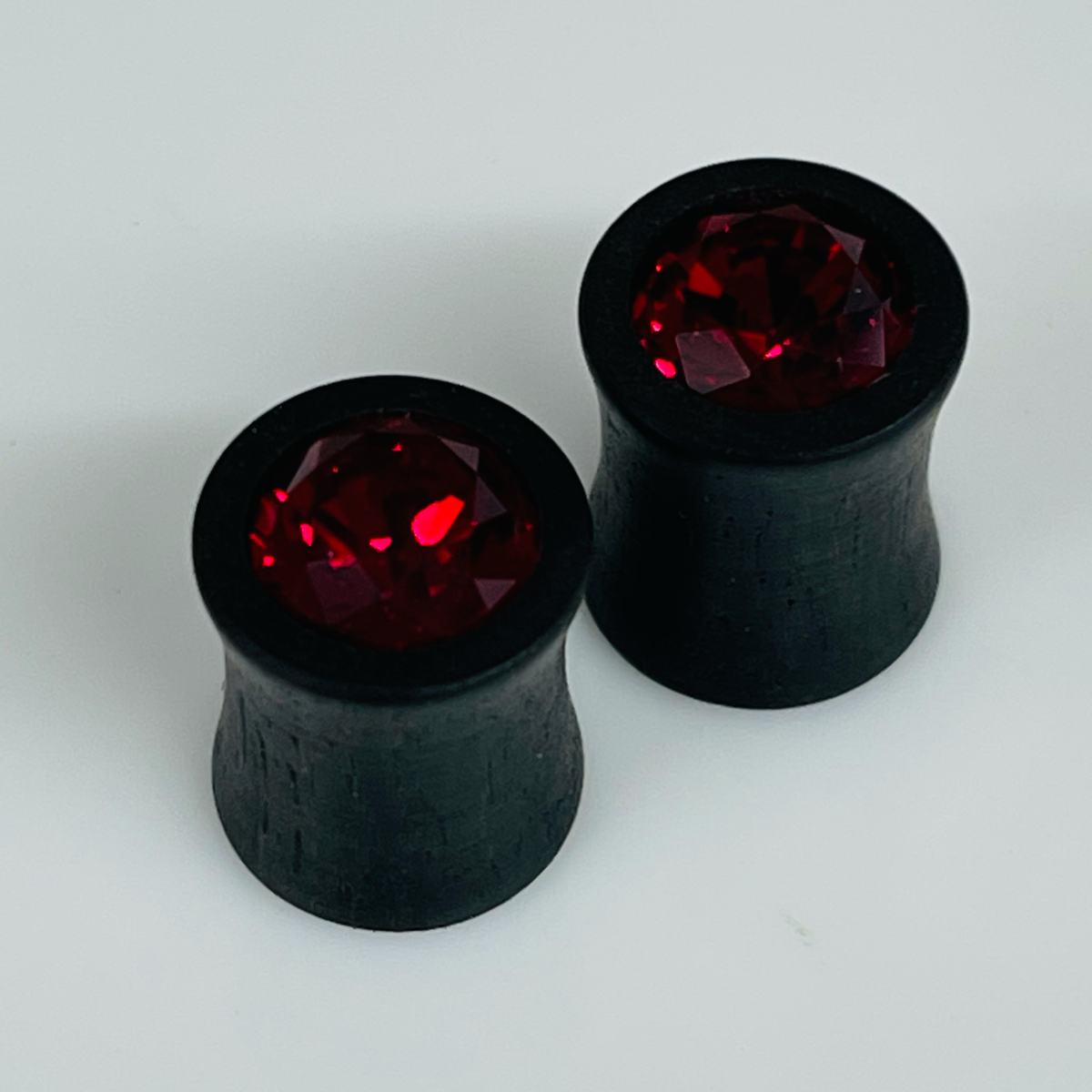 Ebony Extra Small Swarovski Ruby Round Plugs