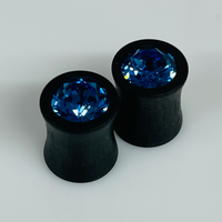Ebony Extra Small Swarovski Sapphire Round Plugs