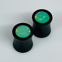 Ebony Extra Small Swarovski Pacific Opal Round Plugs