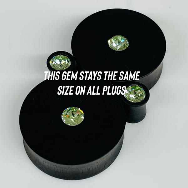 Ebony Extra Small Swarovski Aqua Round Plugs