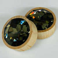 Maple Large Swarovski Black Diamond Round Plugs