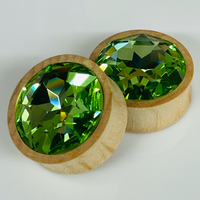 Maple Large Swarovski Chrysolite Round Plugs