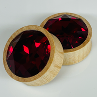 Maple Large Swarovski Ruby Round Plugs