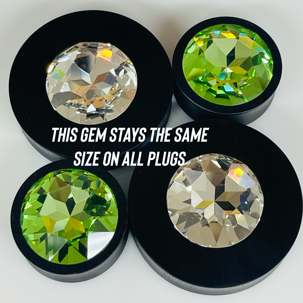 Maple Large Swarovski Chrysolite Round Plugs