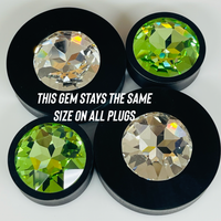 Ebony Large Swarovski Chrysolite Round Plugs