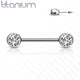 Nipple Barbell with Swarovski Bezel Set Front Facing Flat Tops Gem