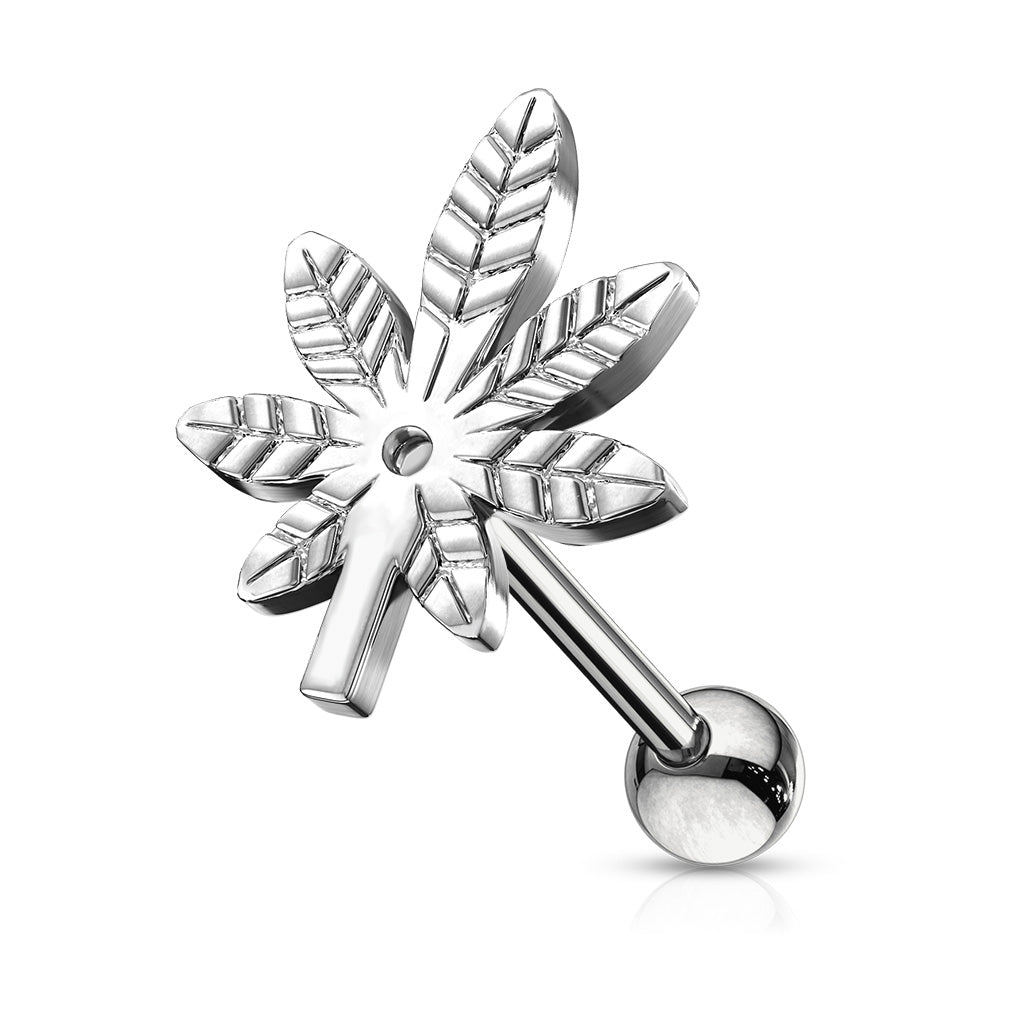 Pot Leaf Marijuana Cartilage, Tragus Barbell Studs