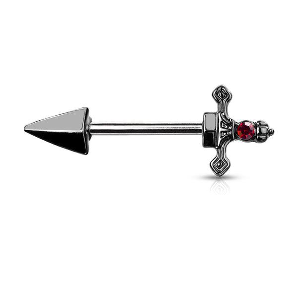 Red Gem  Dagger Nipple Barbell Rings ( More Colors)