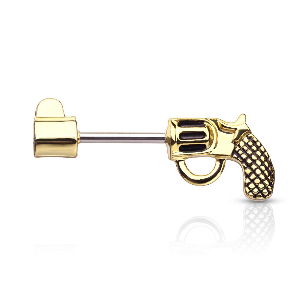 316L Surgical Steel Revolver Gun Nipple Ring Barbell 316L Surgical Steel Revolver Gun Nipple Ring Barbell