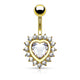 Heart Shape Paved Cz Around Large Heart Cz Navel Rings