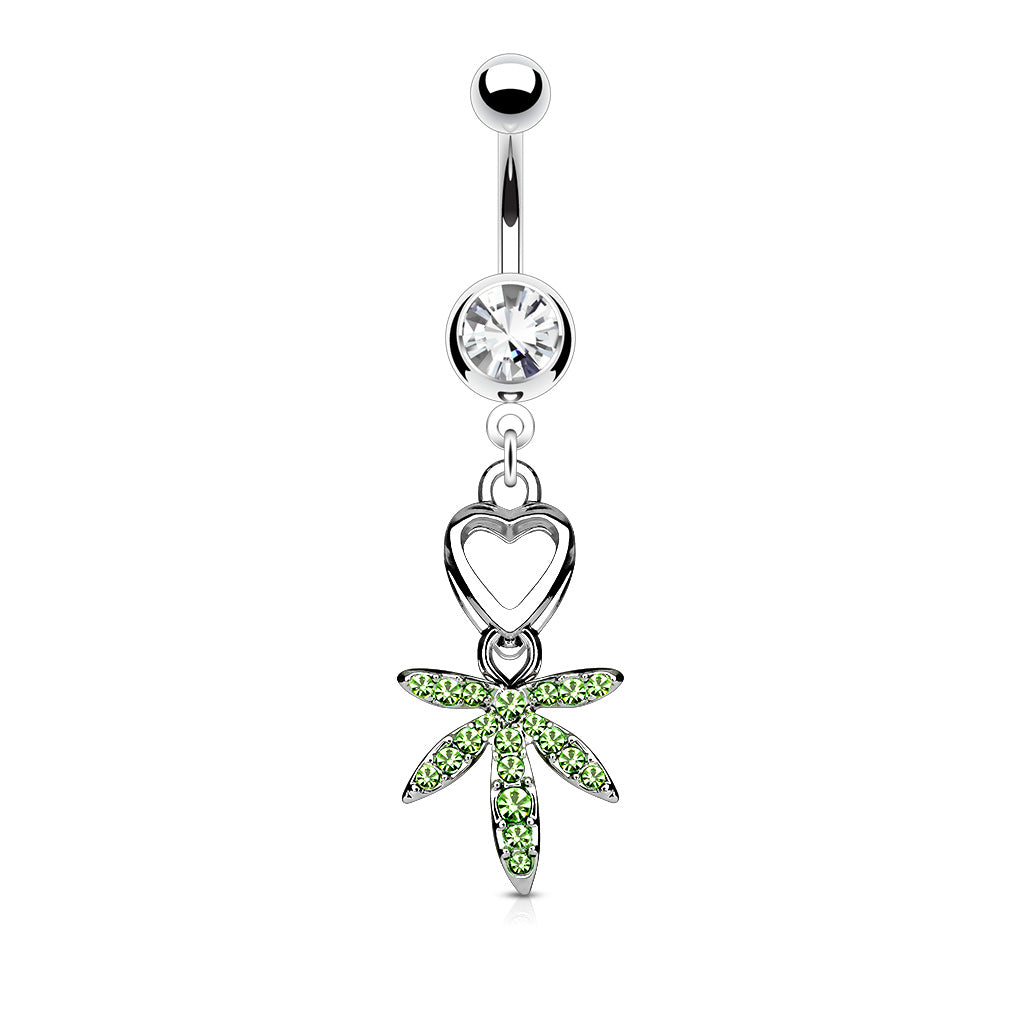 Mary Jane Pot Leaf Dangle With 316L Surgical Steel Navel