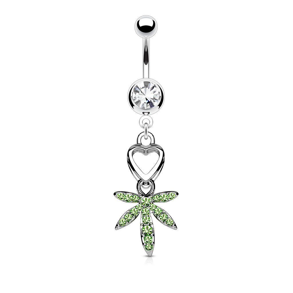 Mary Jane Pot Leaf Dangle With 316L Surgical Steel Navel