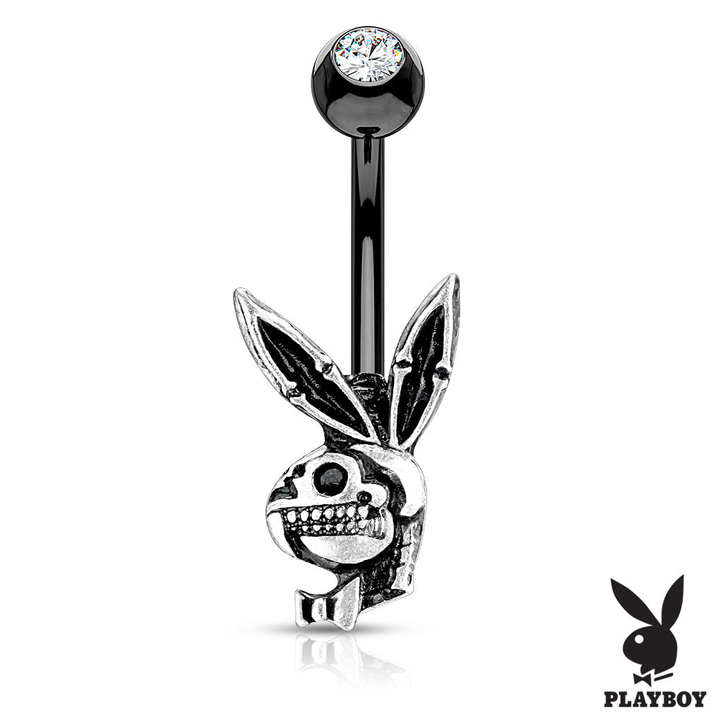 Bunny Skull With Black Pvd Over 316L Surgical Steel Belly Button Navel Rings