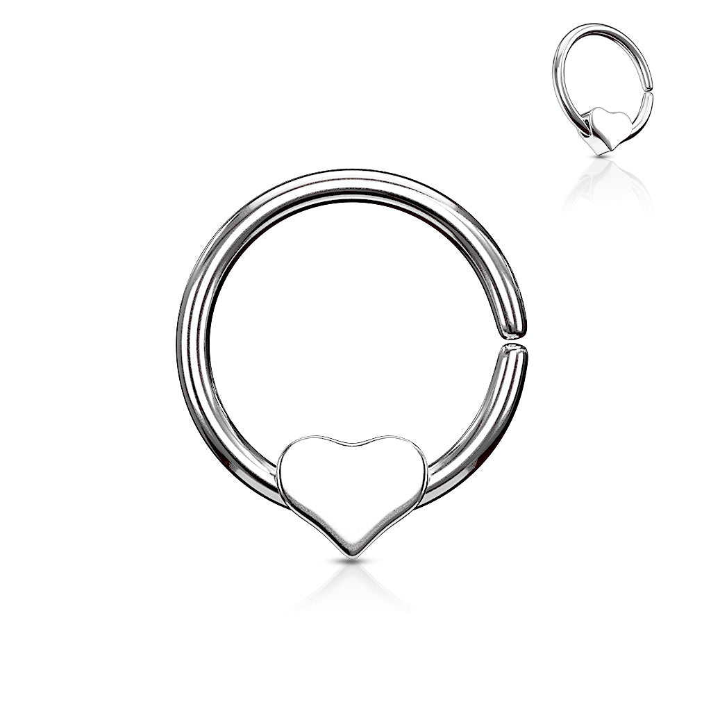 316L Surgical Steel Annealed Bendable Cut Ring with Removable Steel heart