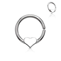 316L Surgical Steel Annealed Bendable Cut Ring with Removable Steel heart