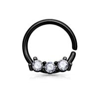 316L Surgical Steel bendable Hoop Rings with Three CZ Set Bar