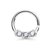 316L Surgical Steel bendable Hoop Rings with Three CZ Set Bar
