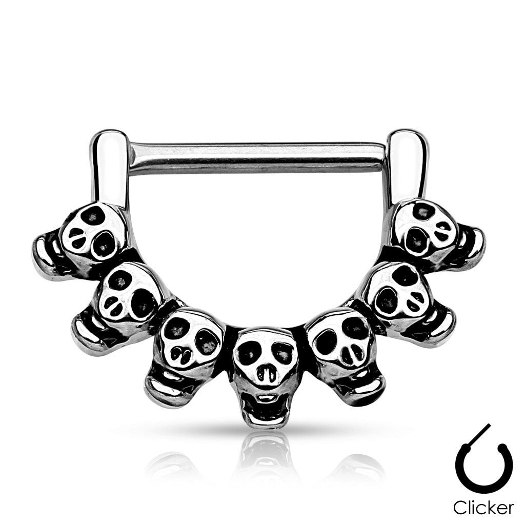 Lined Skull 316L Surgical Steel Nipple Clicker