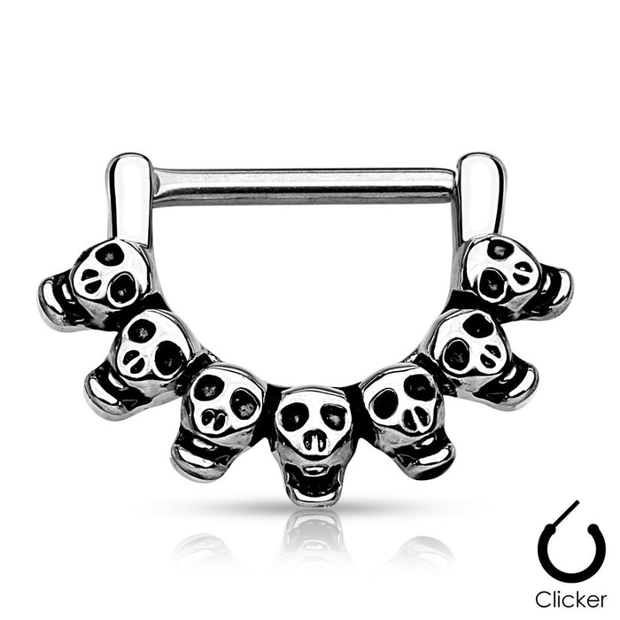 Lined Skull 316L Surgical Steel Nipple Clicker