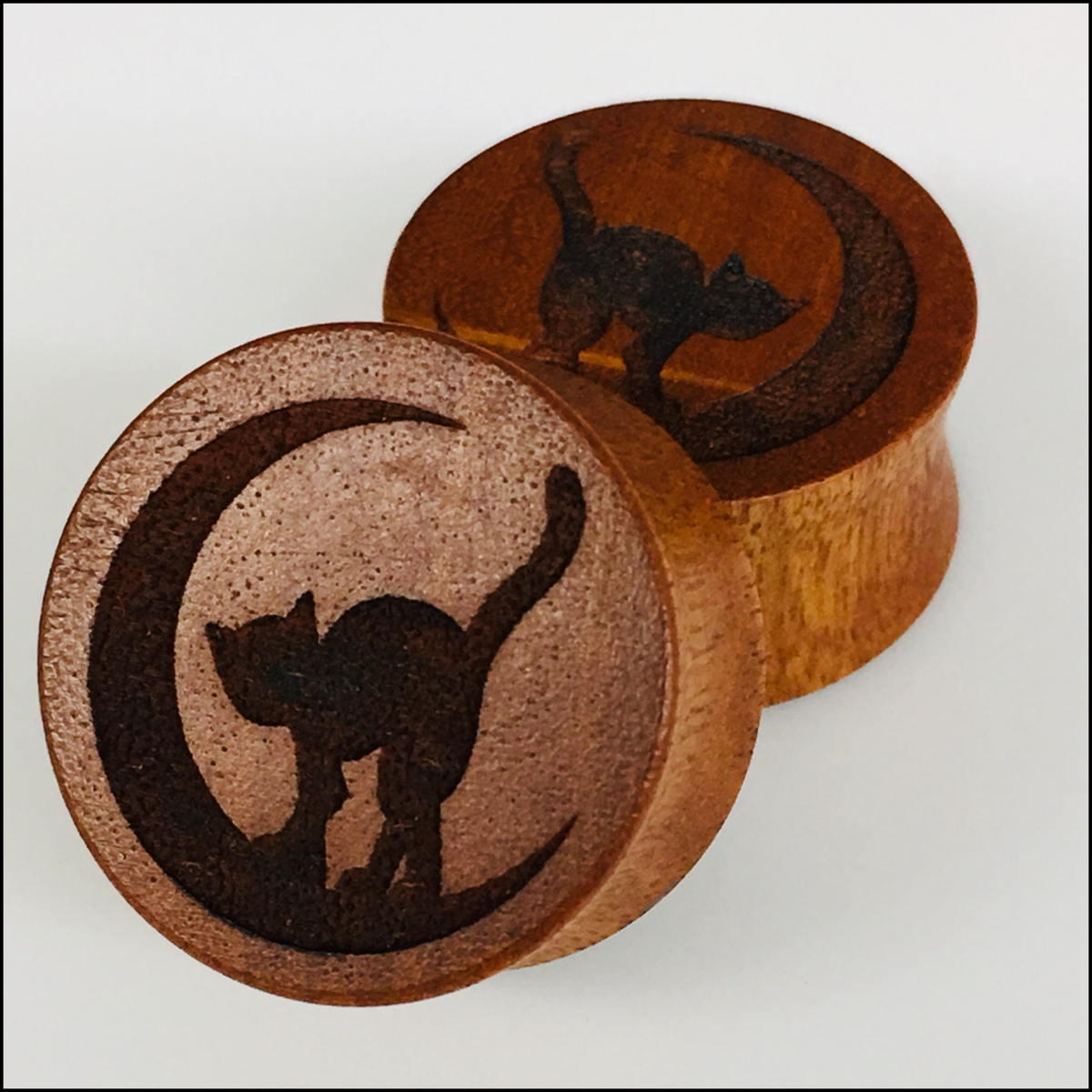 Osage Orange Cat Moon Solid Round Plugs