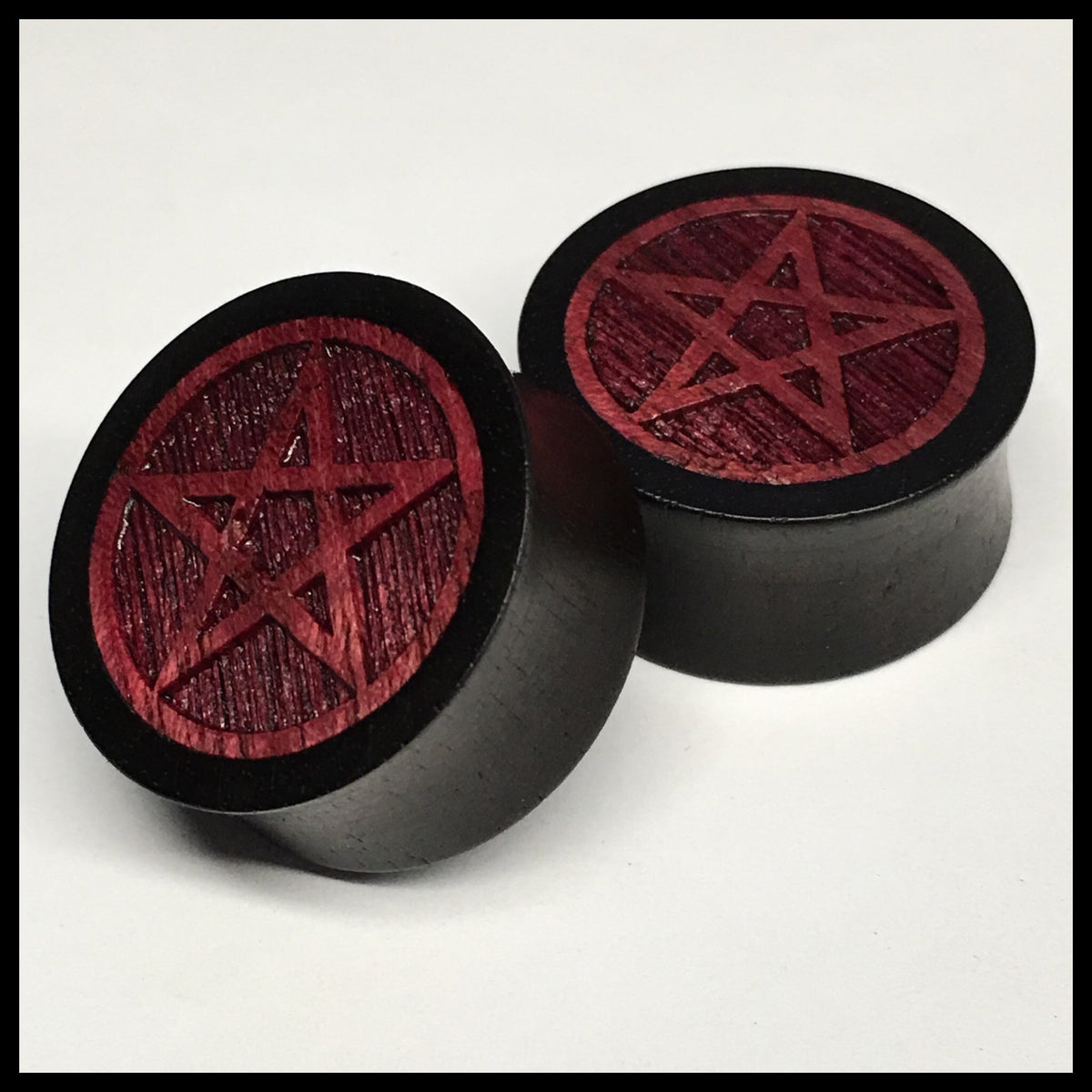 Ebony Purpleheart Pentacle Round Plugs