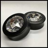 Ebony Large Swarovski Crystal Round Plugs