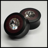 Ebony Purple Heart Swarovski Crystal Round Plugs